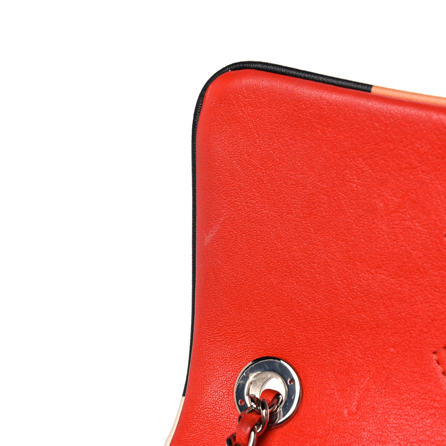 Lambskin Plexiglass Quilted Small Cuba Color Flap Red Multicolor