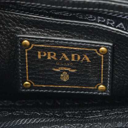 Prada Vitello Daino Sound Twin Pocket Satchel Black 6 of 8