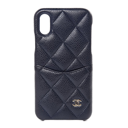 Chanel Caviar Quilted iPhone X Coco Tech Case Navy 1 of 7