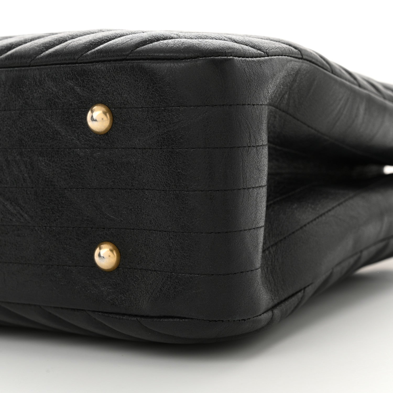 Chanel Iridescent Calfskin Chevron Quilted Shopping Tote Black 10 of 11
