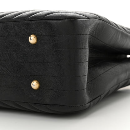Chanel Iridescent Calfskin Chevron Quilted Shopping Tote Black 10 of 11