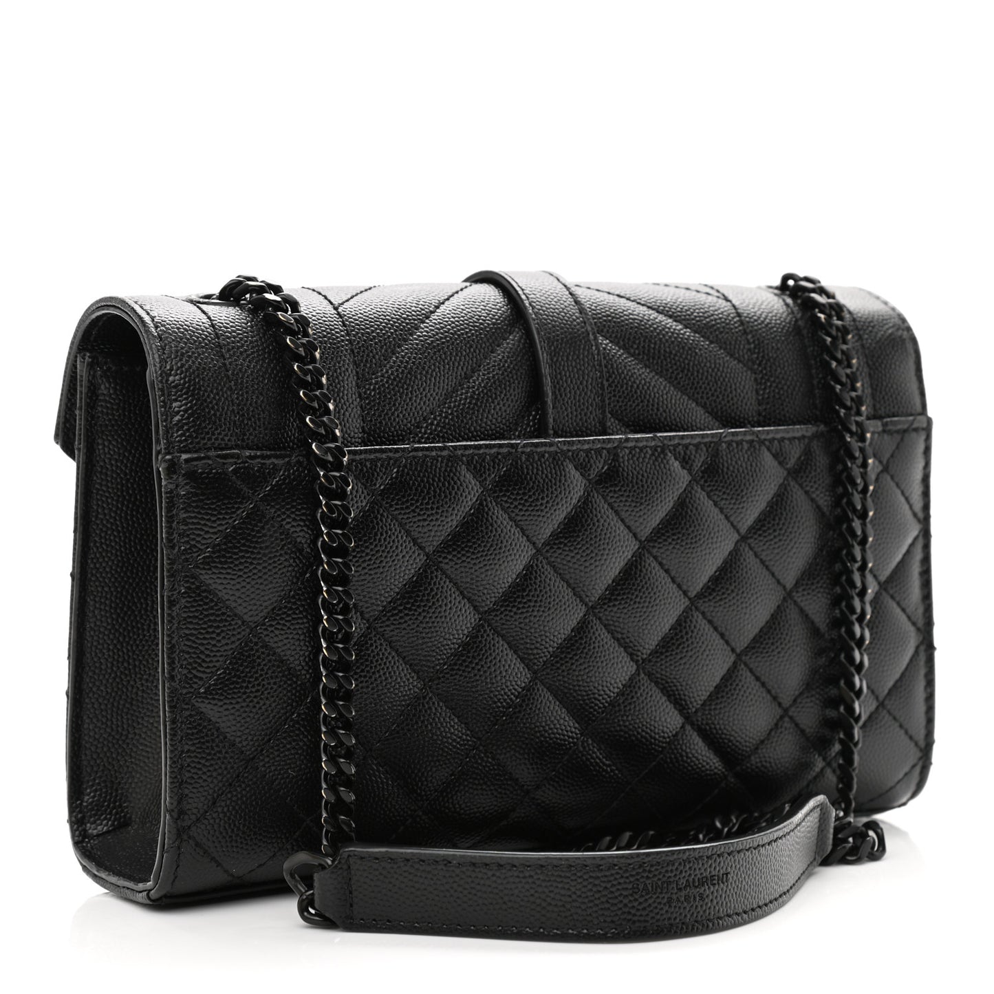 Grain De Poudre Textured Mixed Matelasse Triquilt Small Monogram Satchel Black