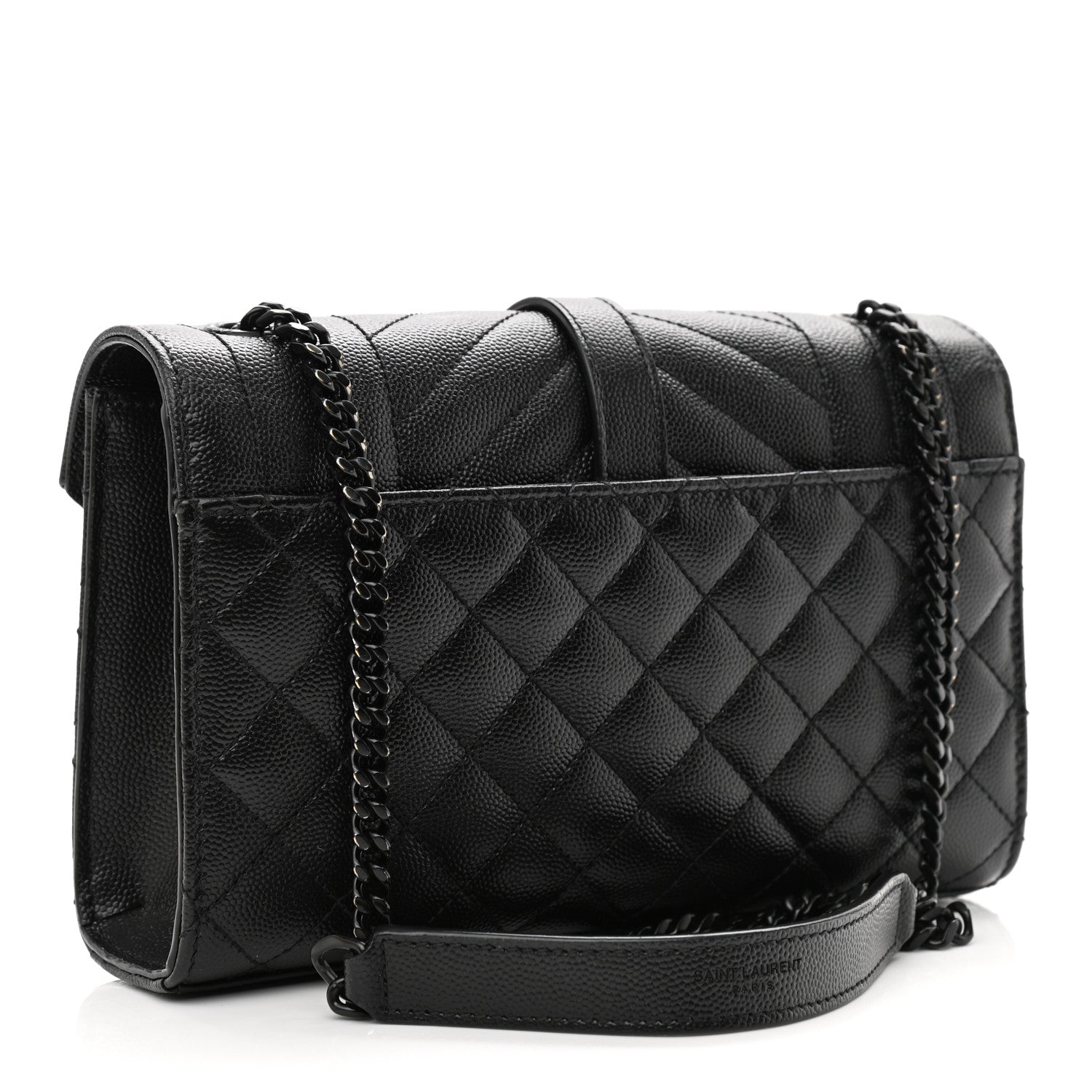 Saint Laurent Grain De Poudre Textured Mixed Matelasse Triquilt Small Monogram Satchel Black 3 of 14