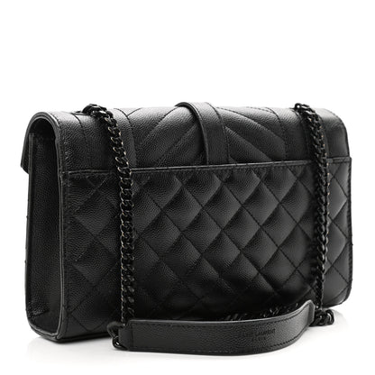 Saint Laurent Grain De Poudre Textured Mixed Matelasse Triquilt Small Monogram Satchel Black 3 of 14