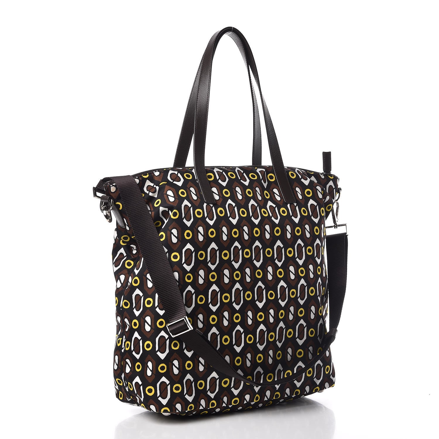 Prada Tessuto Stampato Nylon Saffiano Print Tote Cacao 4 of 10