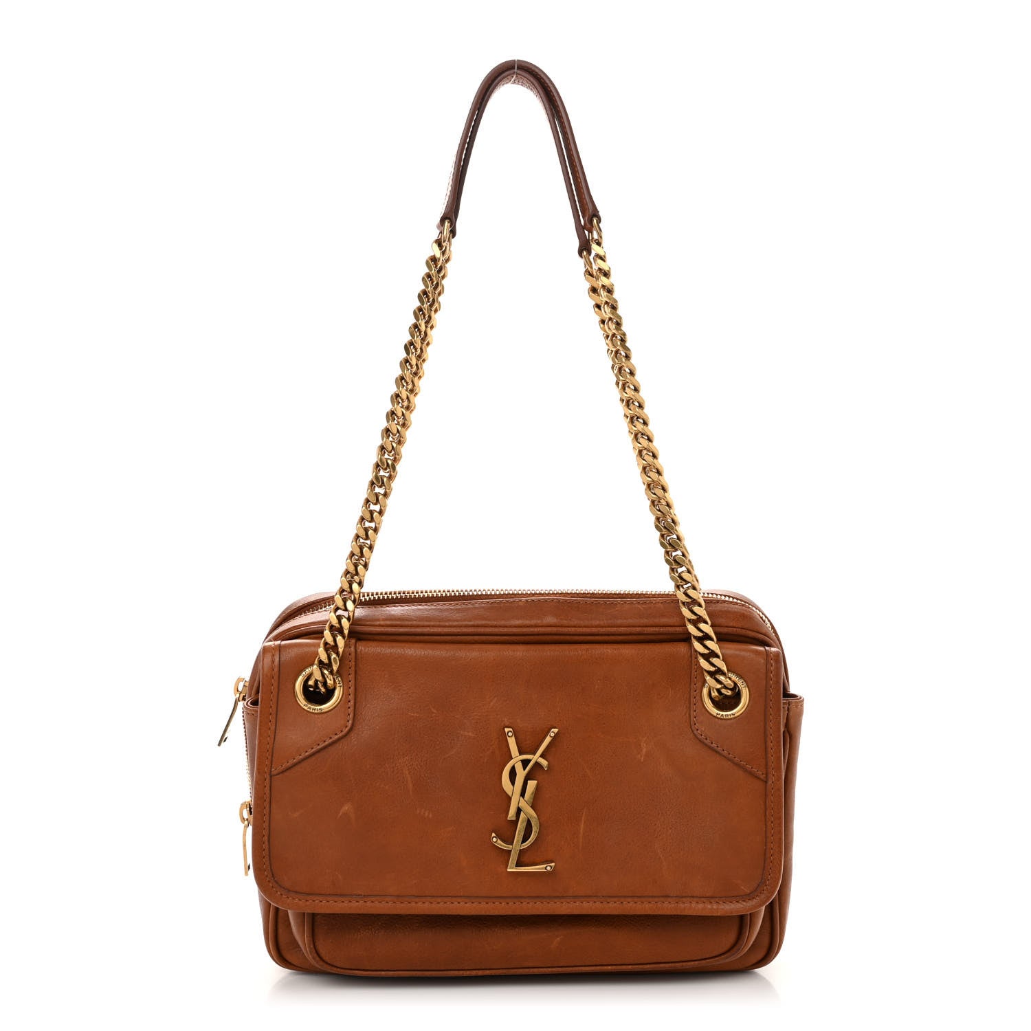 Saint Laurent Calfskin Monogram Medium Niki Chain Satchel Cognac 1 of 10