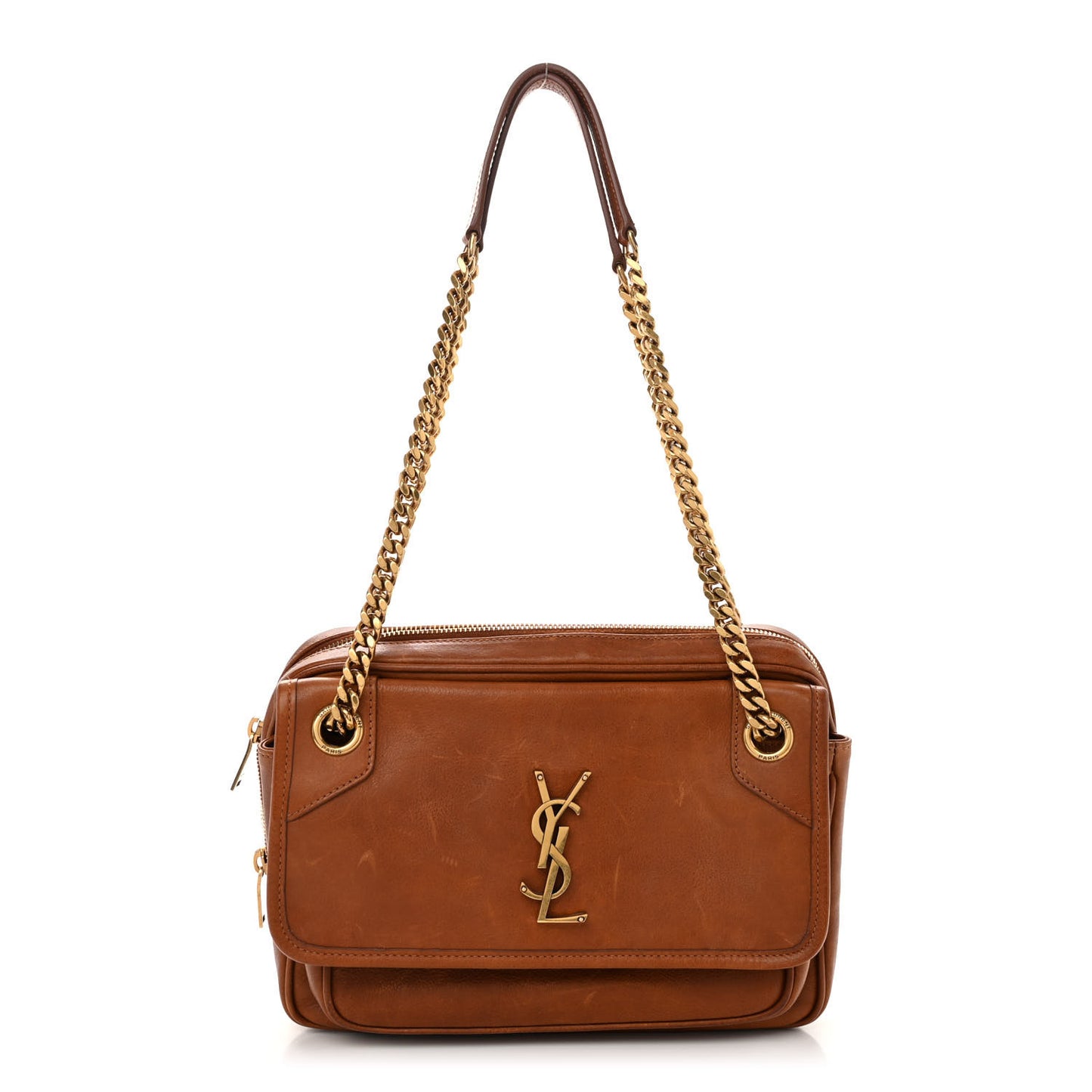 Calfskin Monogram Medium Niki Chain Satchel Cognac