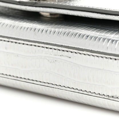 Saint Laurent Metallic Calfskin Lizard Embossed Small Classic Monogram Kate Tassel Satchel Silver 10 of 14