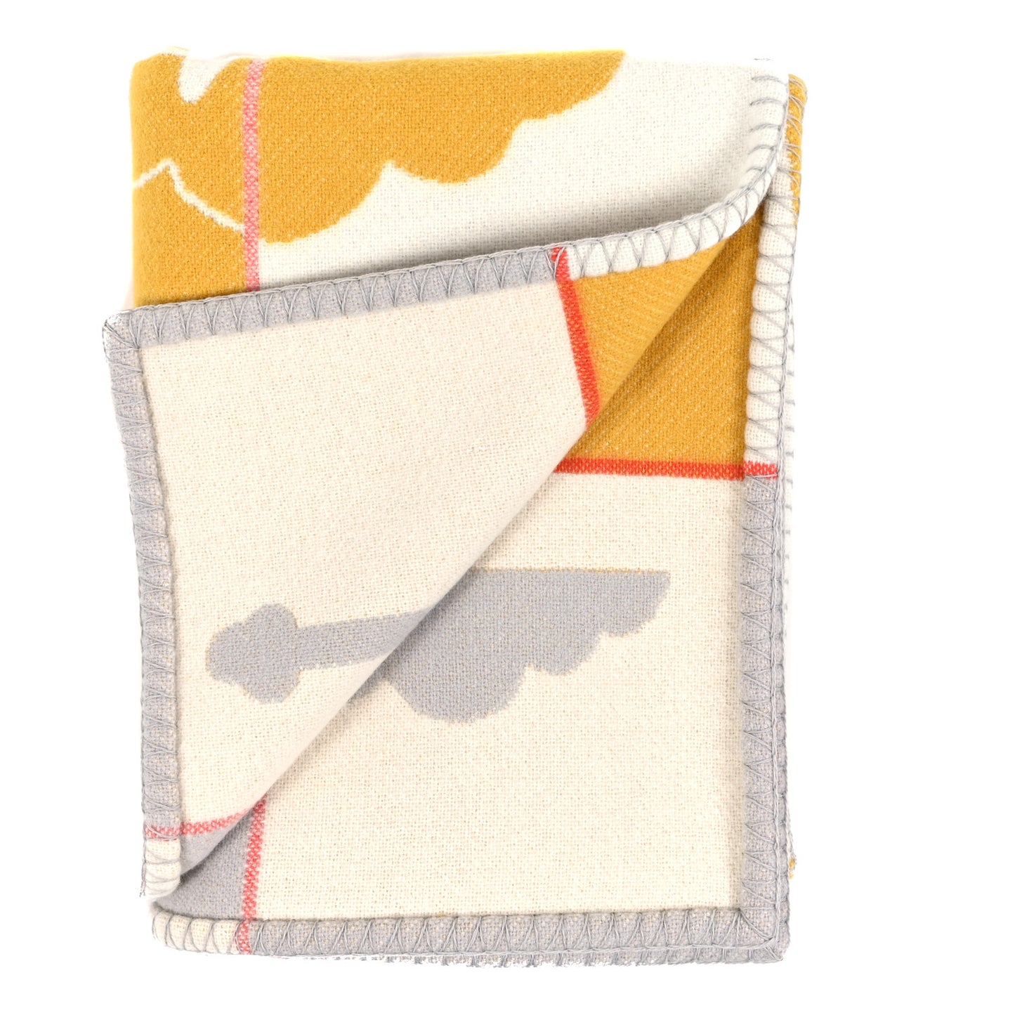 Wool Cashmere Avalon Epopee Blanket Jaune Miel Gris Perle
