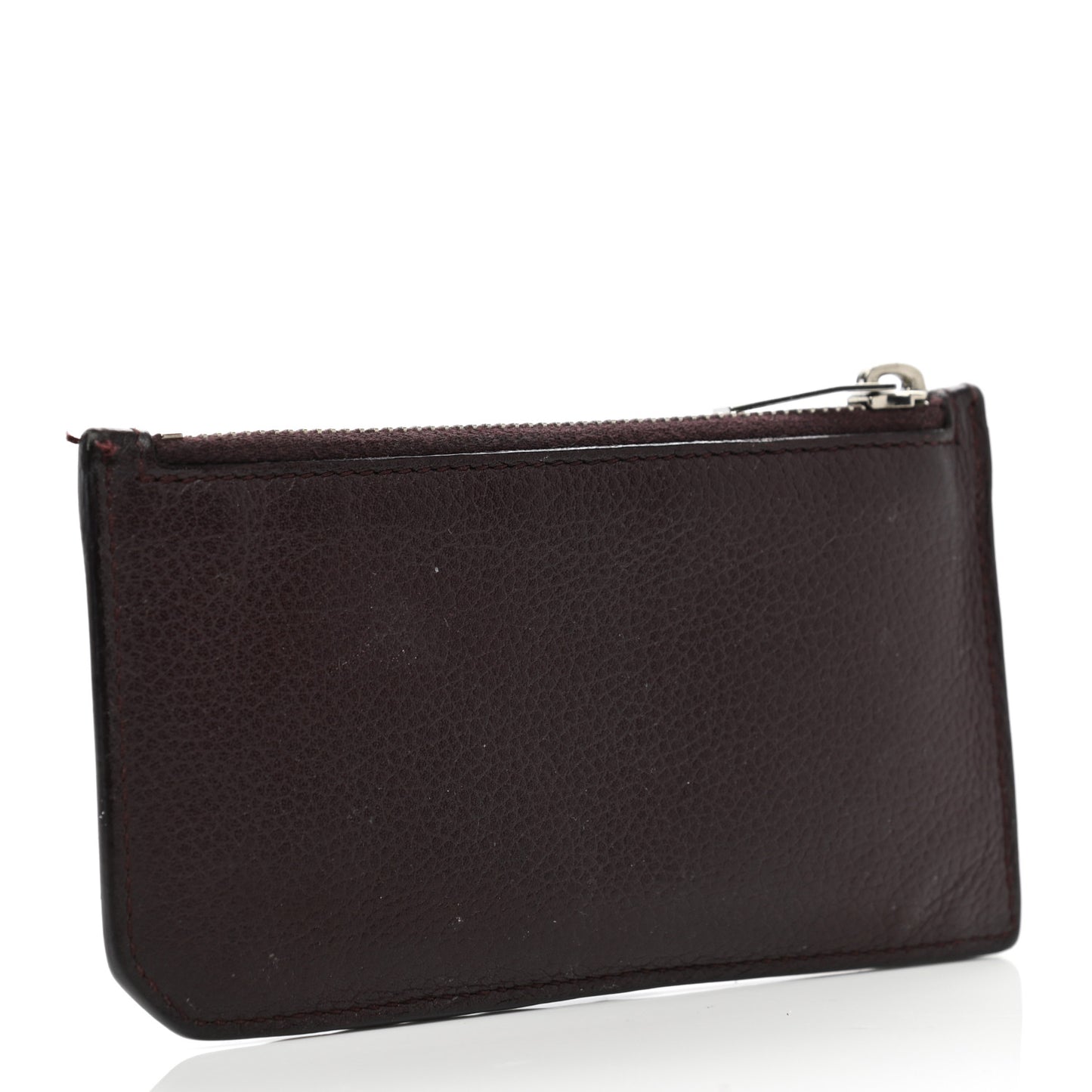 Grained Calfskin 5 Fragments Zip Pouch Card Holder Bordeaux