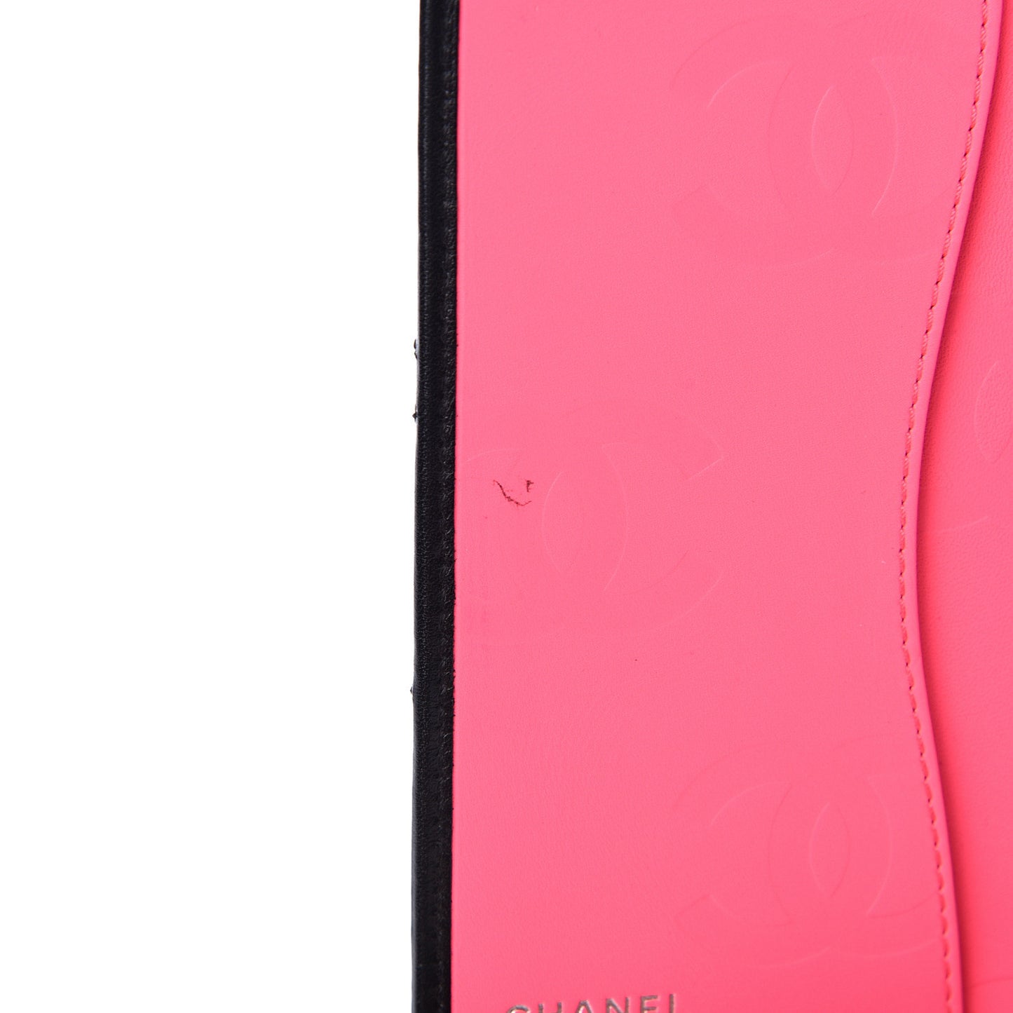 Calfskin Quilted Small Cambon Agenda Planner Black White