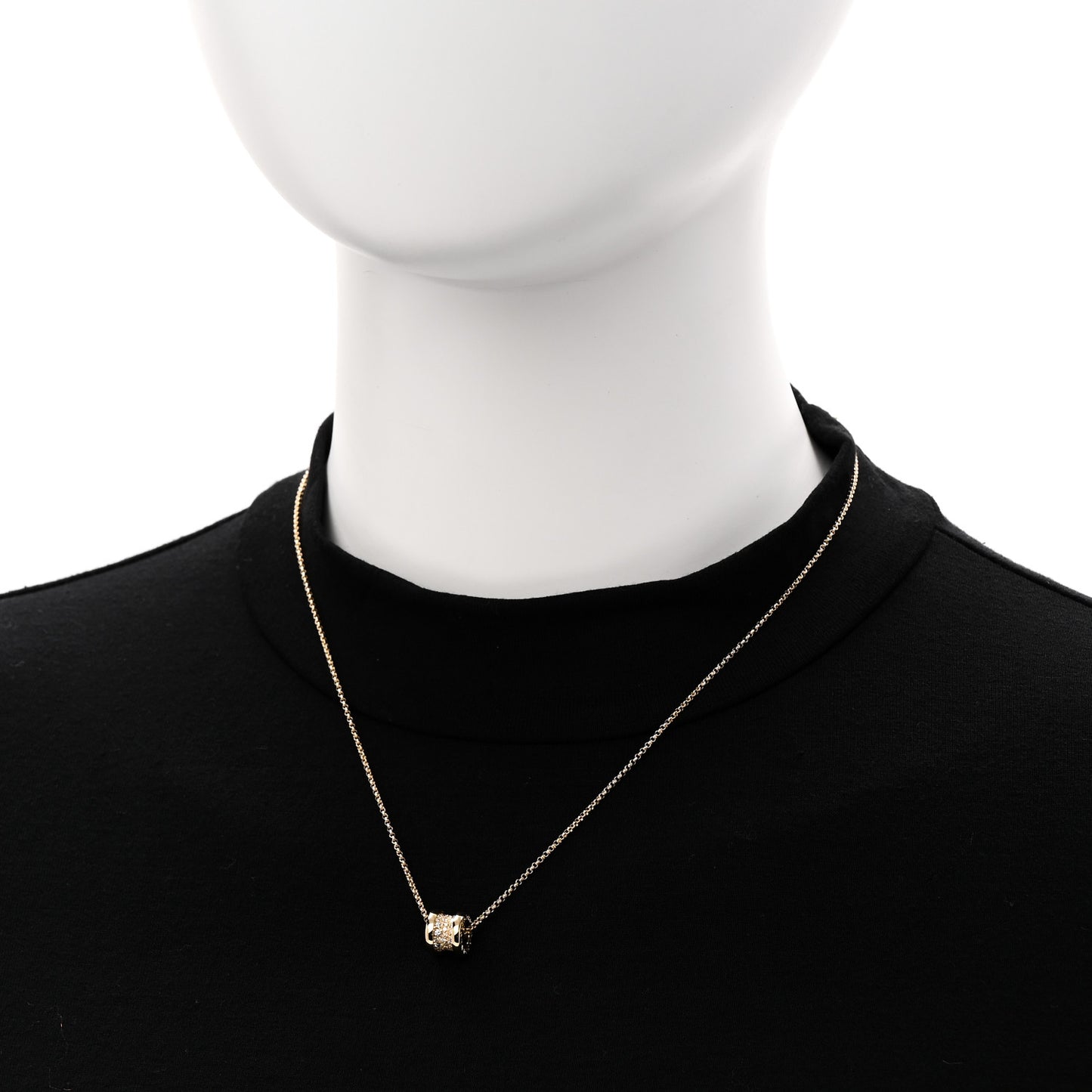 18K Yellow Gold Diamond Small B.Zero1 Pave Pendant Necklace
