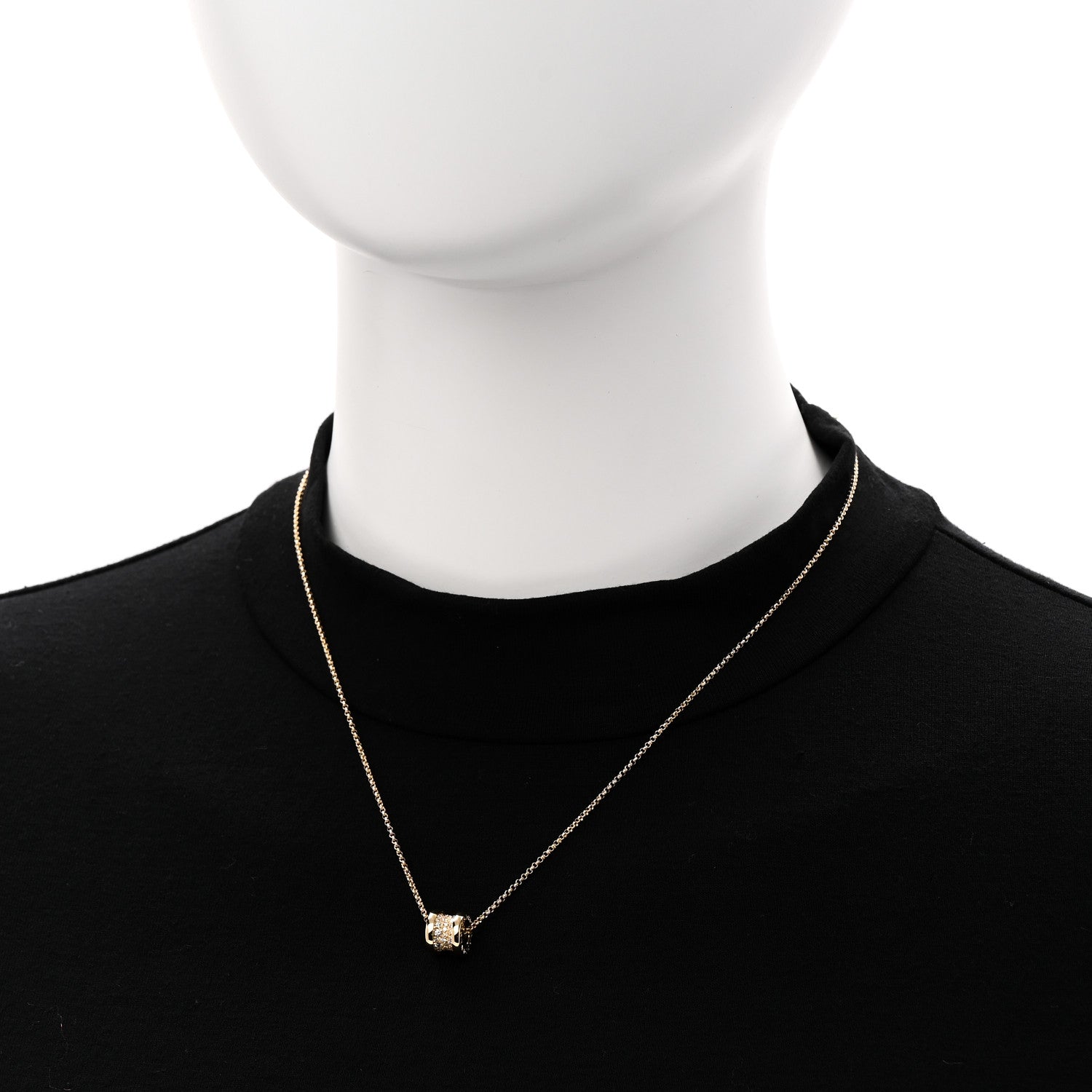 Bulgari 18K Yellow Gold Diamond Small B.Zero1 Pave Pendant Necklace 2 of 5
