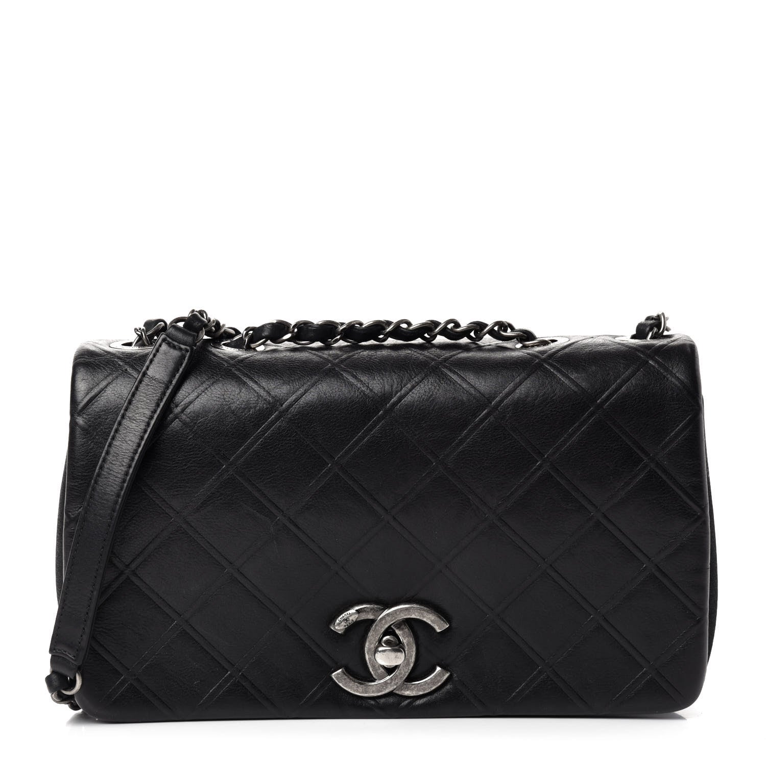 Chanel Calfskin Diamond Embossed New Chic Flap Black 1 of 11