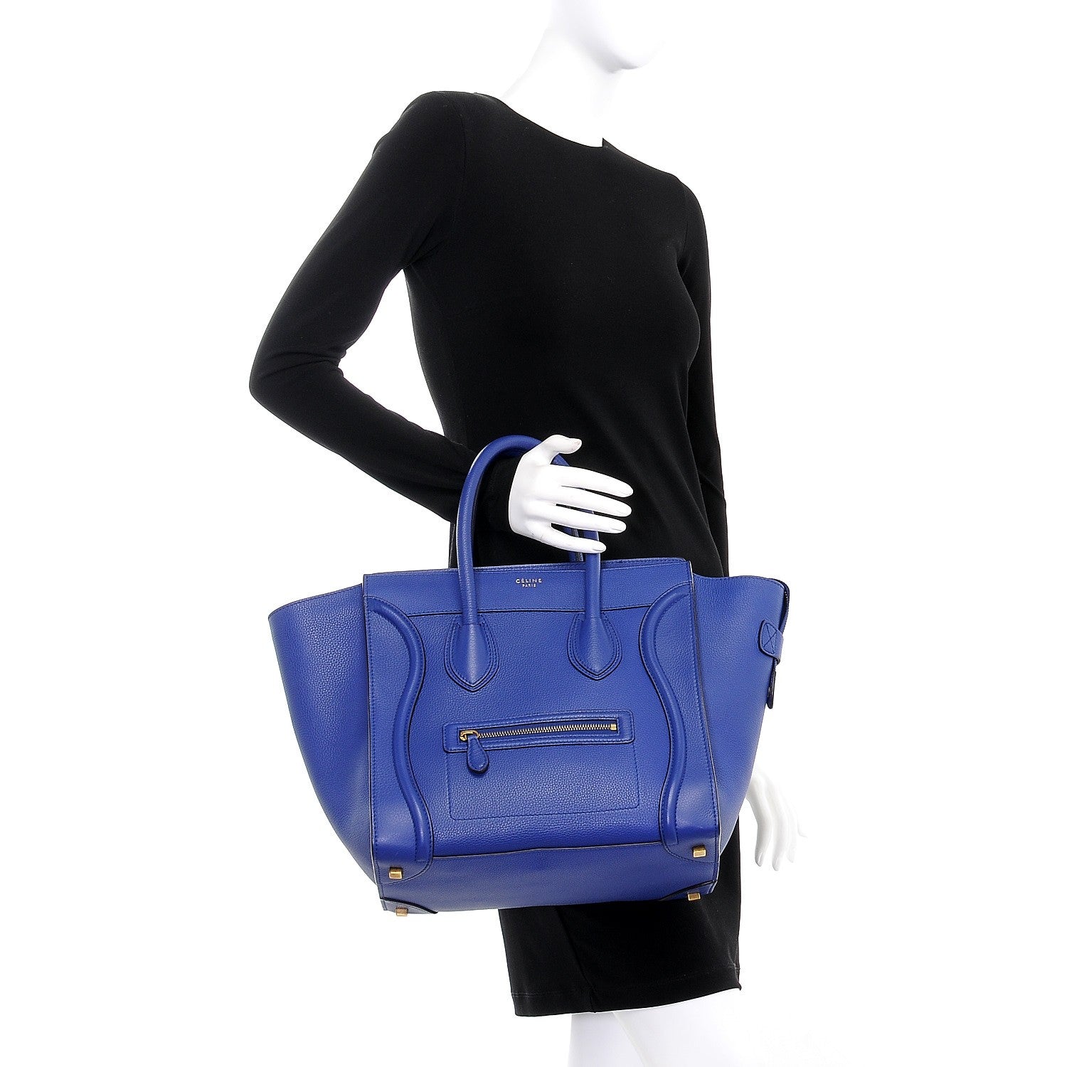 Celine Drummed Calfskin Mini Luggage Indigo 2 of 11