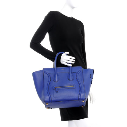 Celine Drummed Calfskin Mini Luggage Indigo 2 of 11