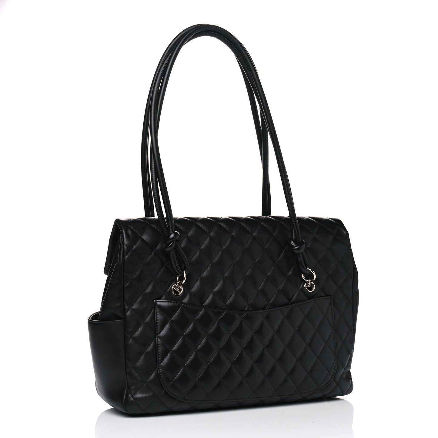 Calfskin Quilted Large Cambon Flap Black White