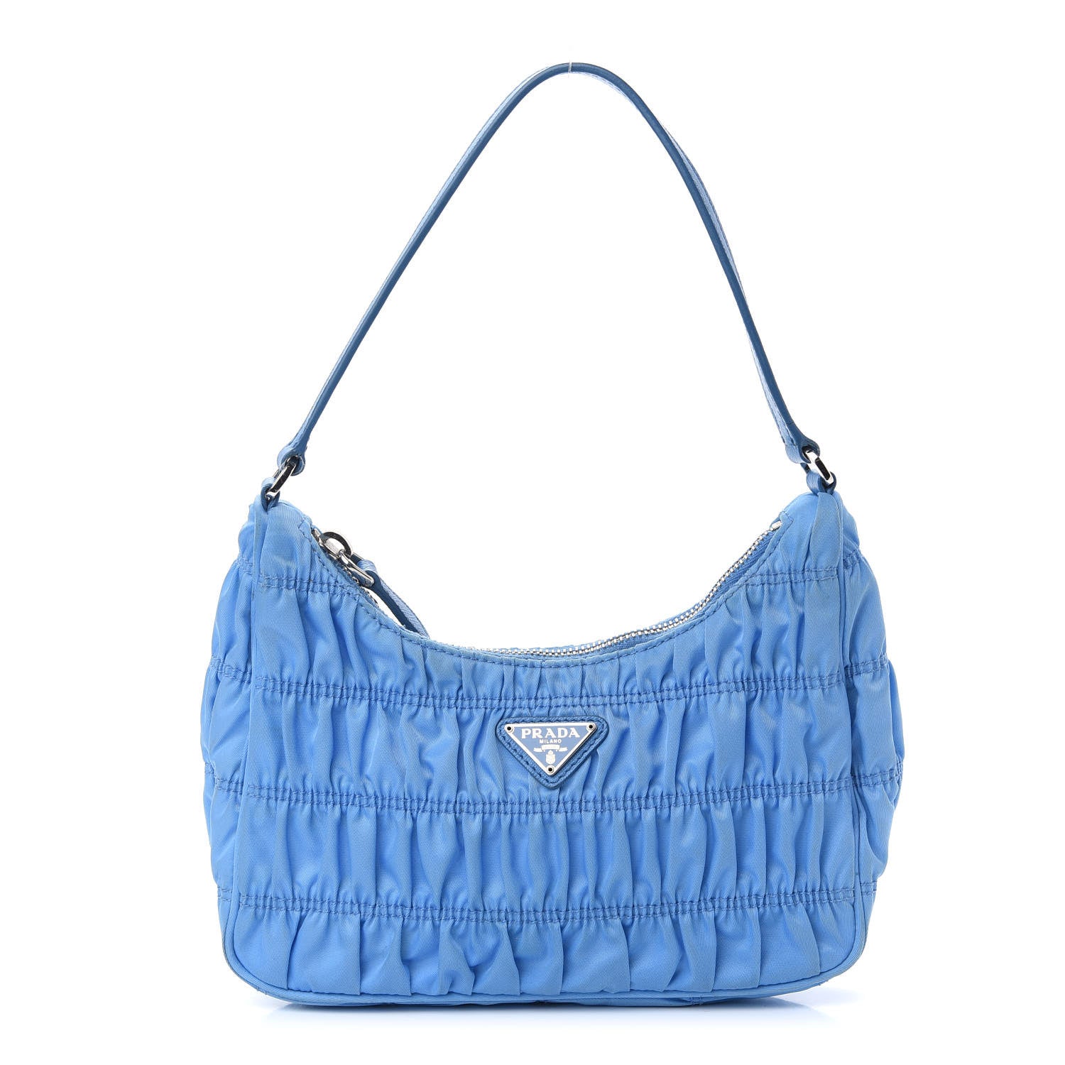 Prada Tessuto Nylon Gaufre Shoulder Bag Light Blue 1 of 11