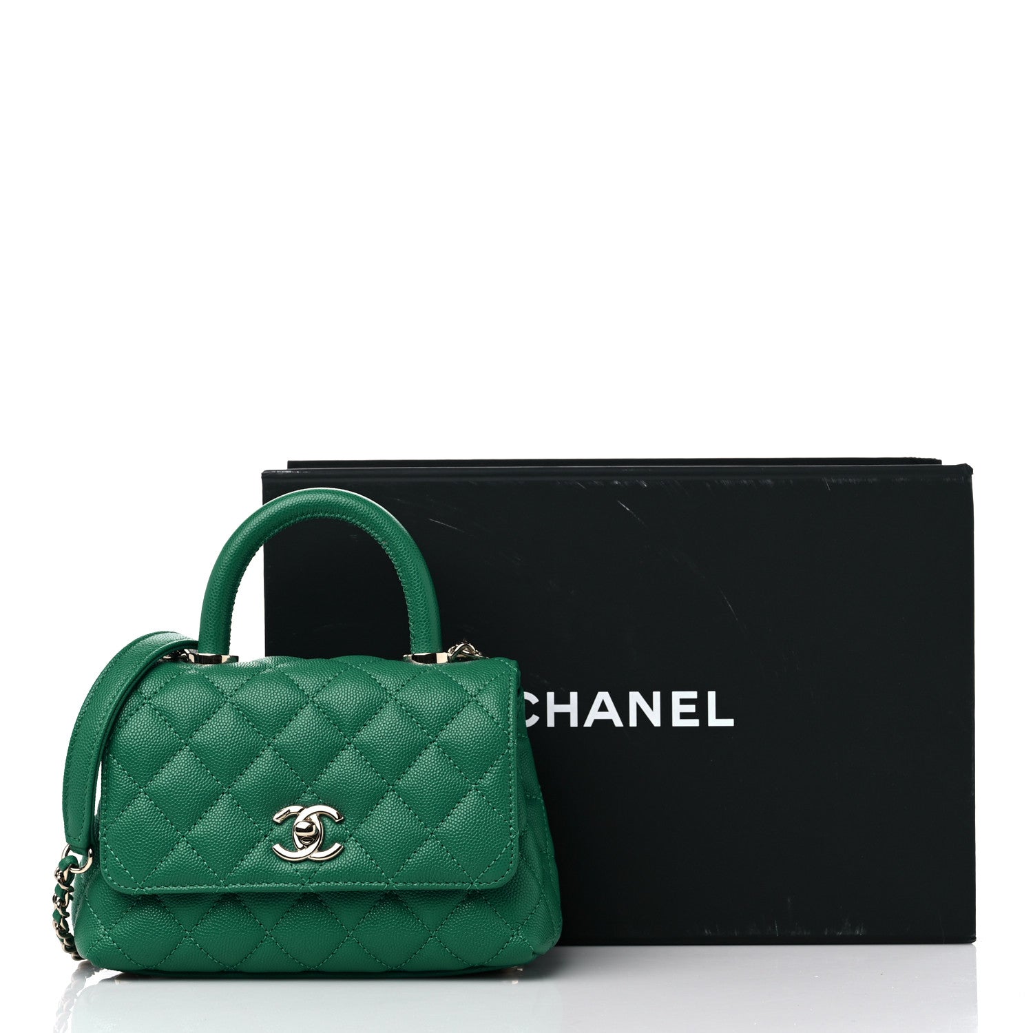 Chanel Caviar Quilted Extra Mini Coco Handle Flap Green 11 of 11