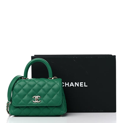 Chanel Caviar Quilted Extra Mini Coco Handle Flap Green 11 of 11