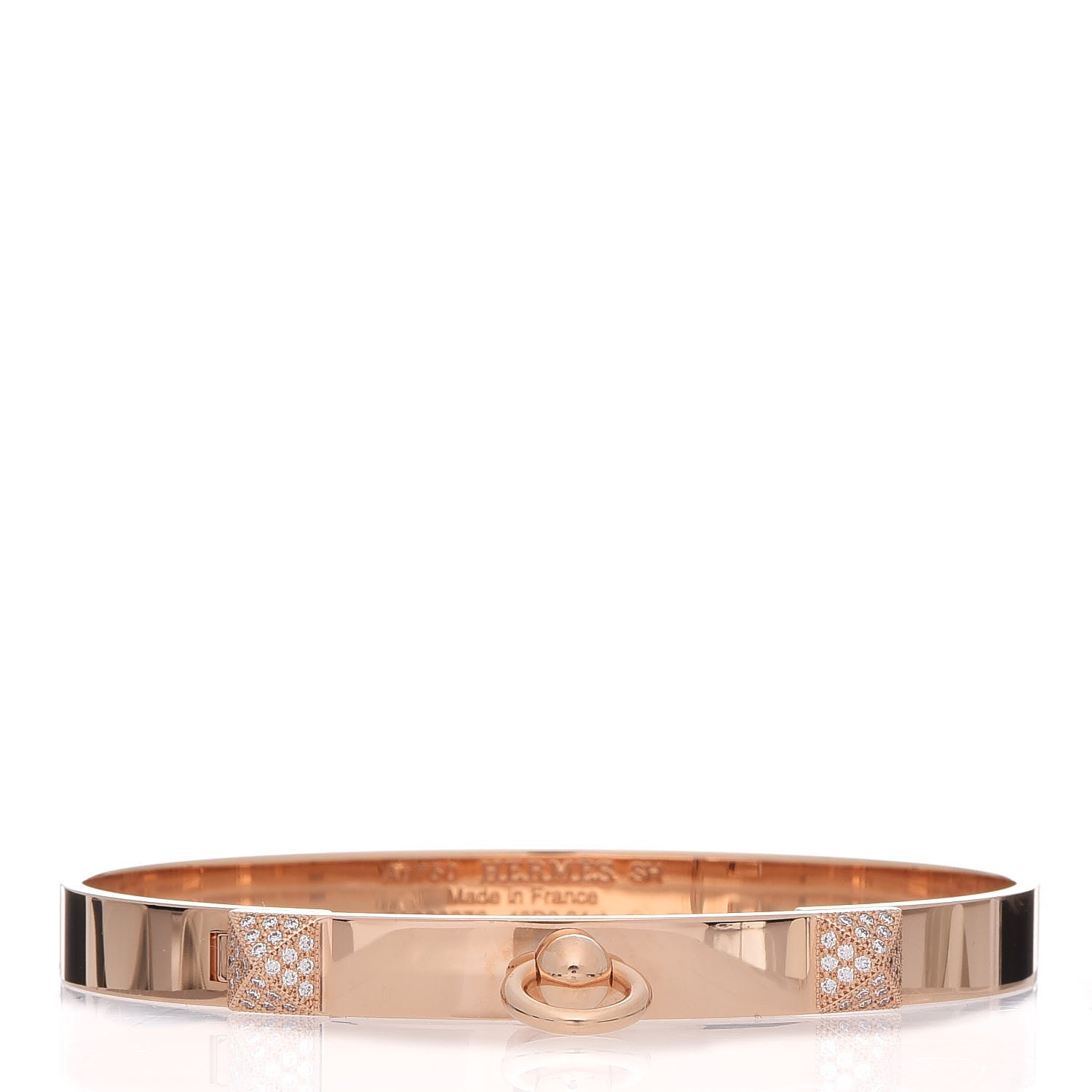 Hermes 18K Rose Gold Diamond PM Collier De Chien Bracelet SH 1 of 4