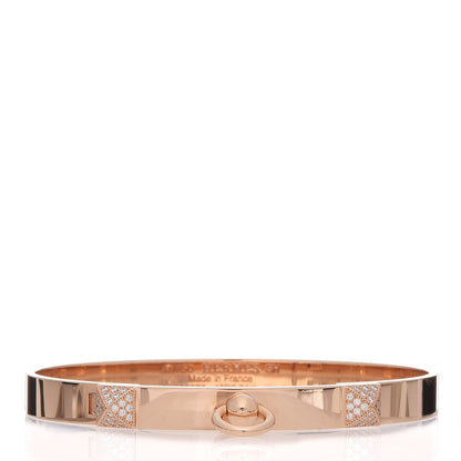 Hermes 18K Rose Gold Diamond PM Collier De Chien Bracelet SH 1 of 4