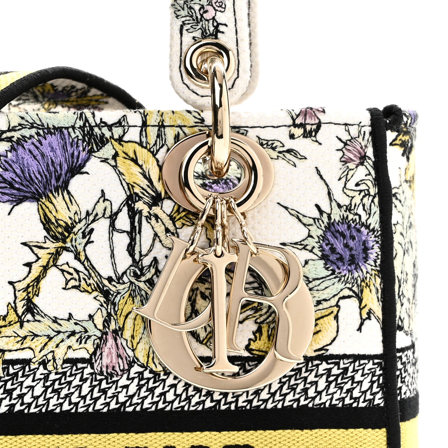 Christian Dior Canvas Embroidered Chardons Toile De Jouy Medium Lady D-Lite Latte Multicolor 7 of 9