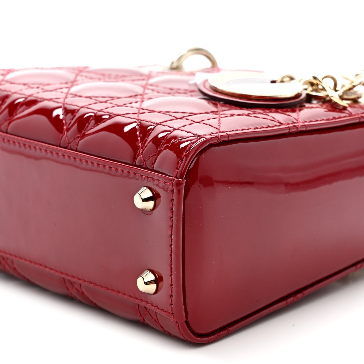 Patent Cannage Mini Lady Dior Red