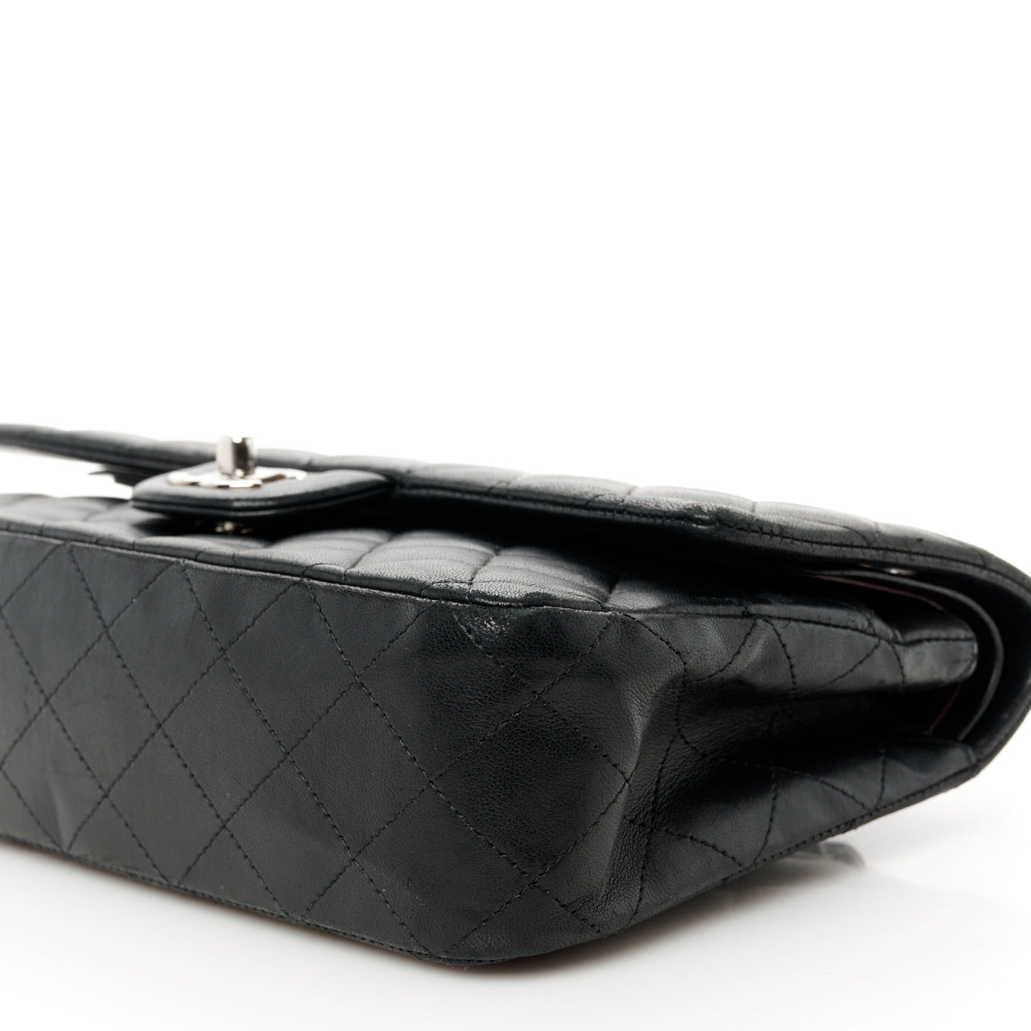 Lambskin Quilted Medium Double Flap Black