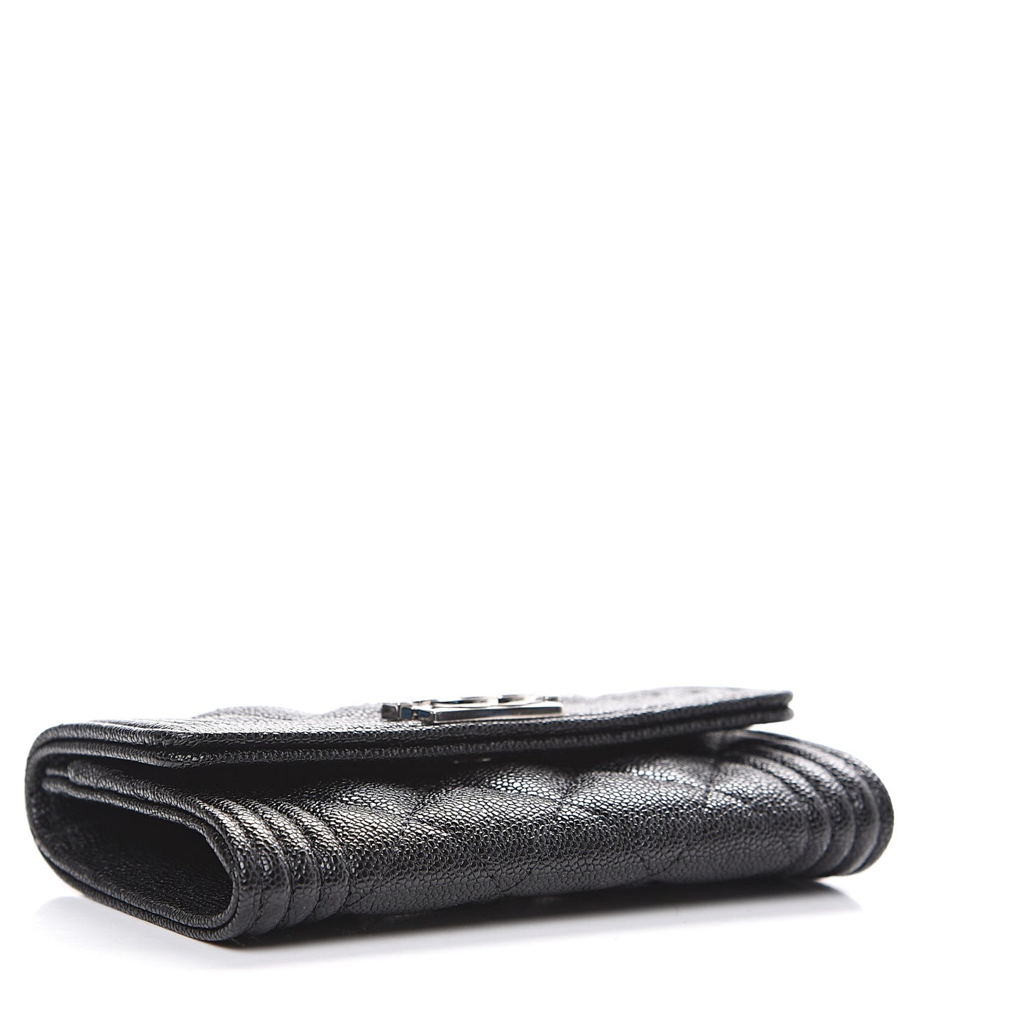 Caviar Quilted Boy Flap Card Holder Black