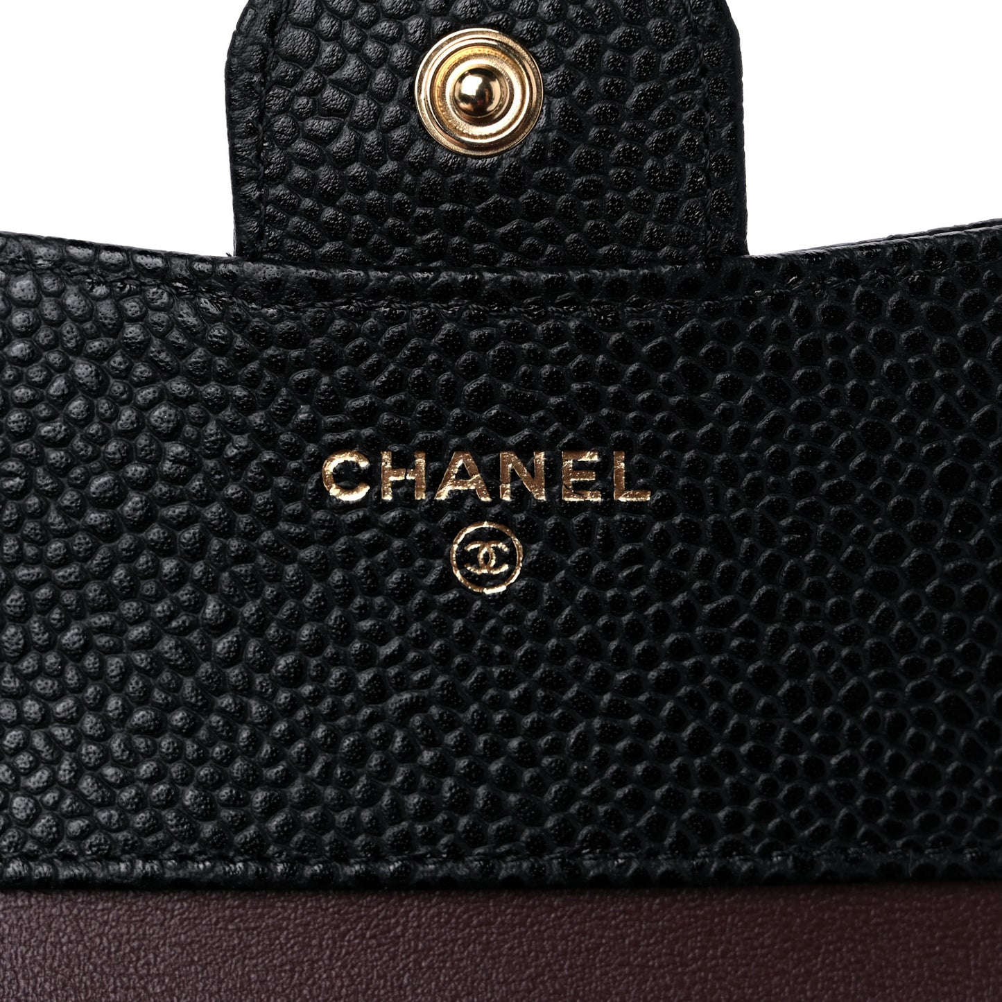 Caviar Quilted Compact Flap Wallet Black