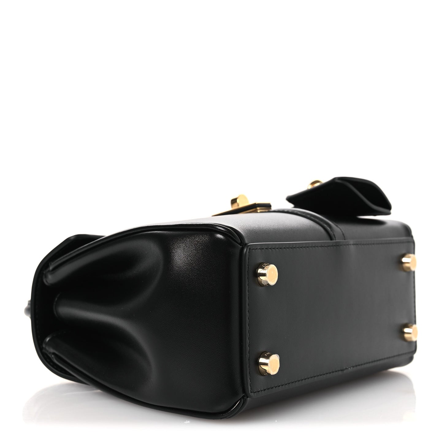 Satinated Calfskin Mini 16 Top Handle Bag Black