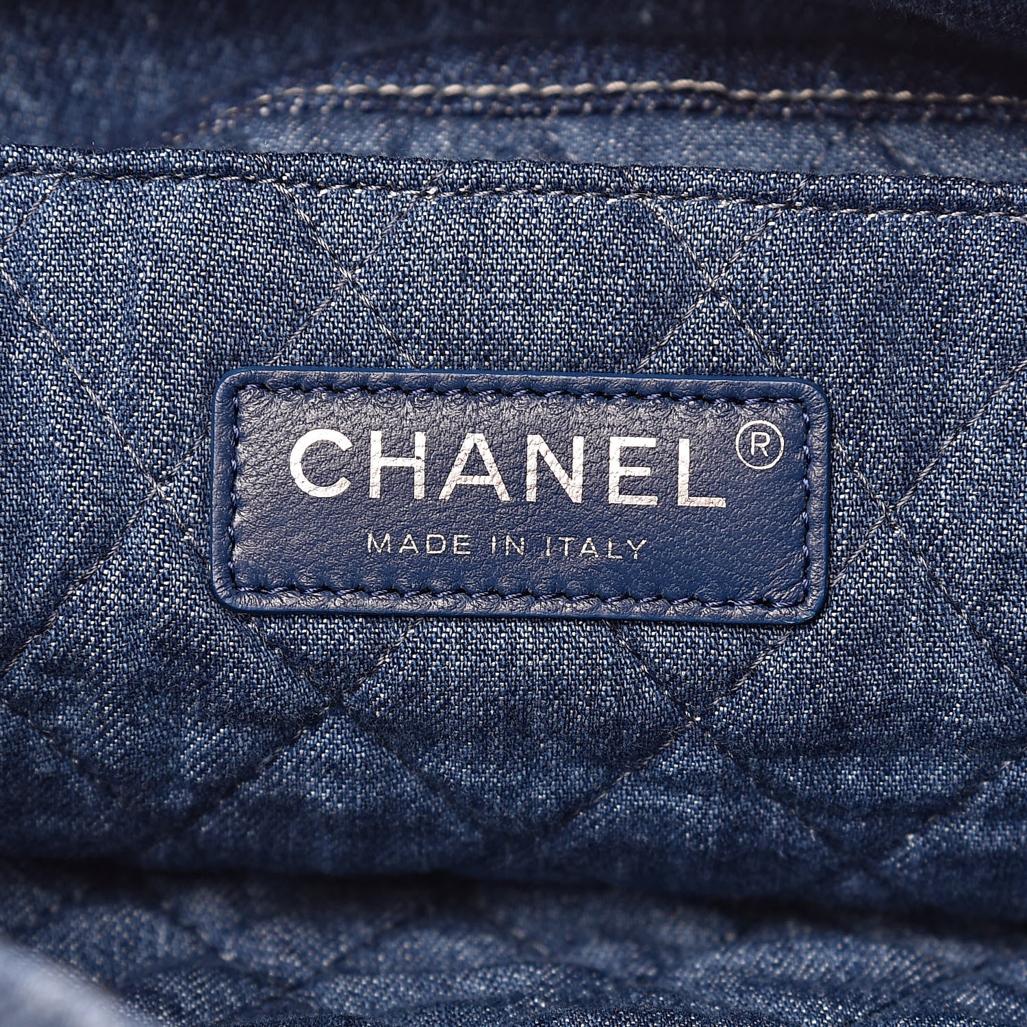 Chanel Denim Printed Shopping Bag Blue 7 of 12