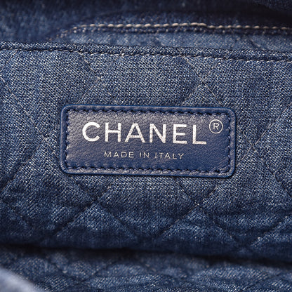 Chanel Denim Printed Shopping Bag Blue 7 of 12