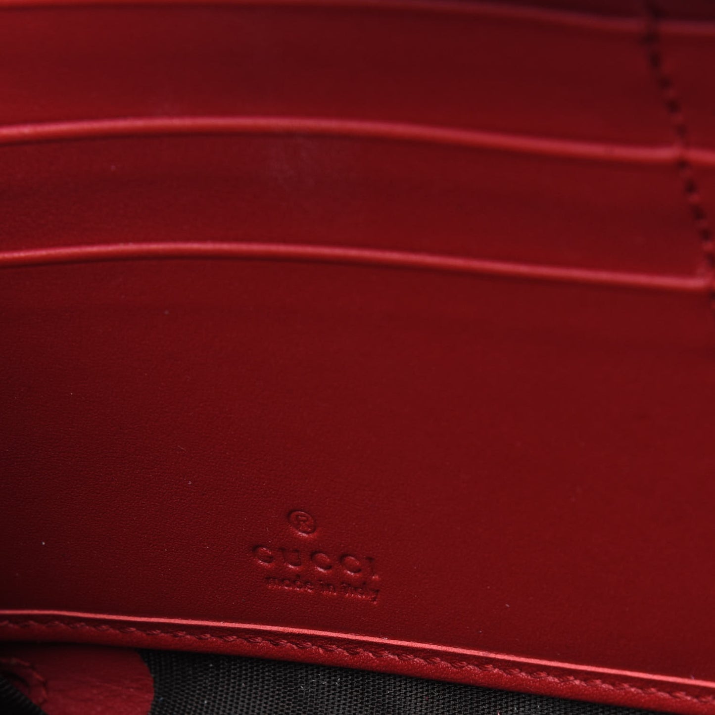 GG Supreme Monogram Cherries Zip Around Wallet Hibiscus Red