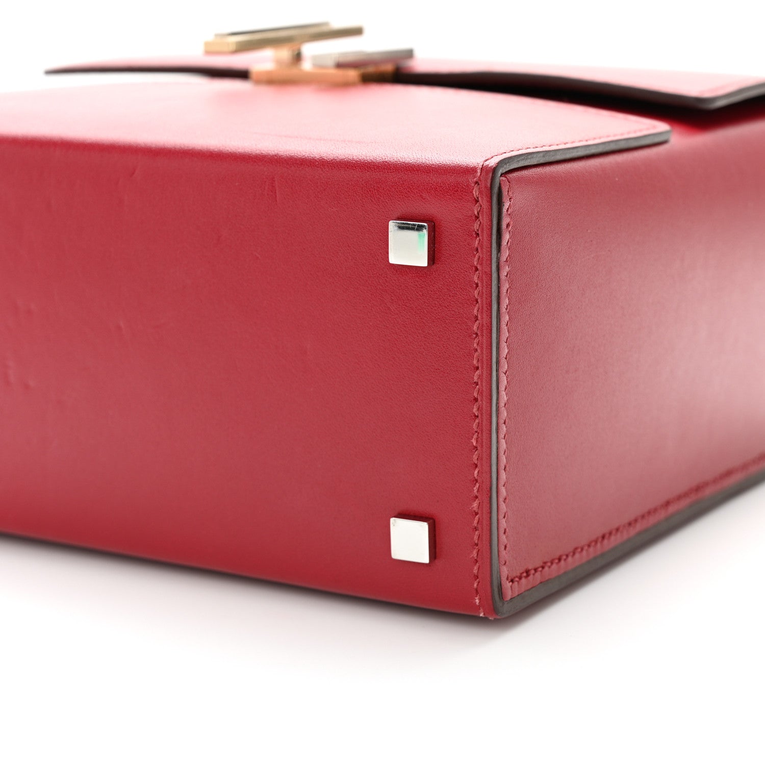 Hermes Villandry Calfskin Cinhetic Boxy Top Handle Bag Rubis 10 of 14