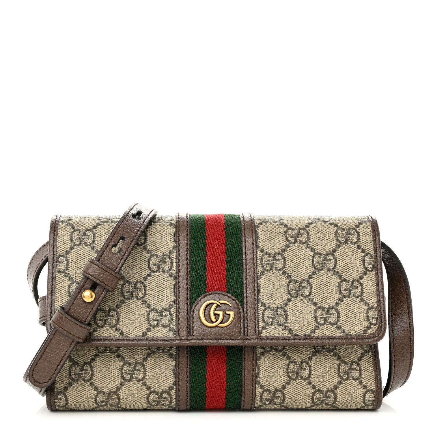 Gucci GG Supreme Monogram Web Ophidia Crossbody Wallet Beige New Acero 1 of 10