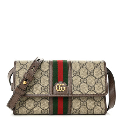 Gucci GG Supreme Monogram Web Ophidia Crossbody Wallet Beige New Acero 1 of 10
