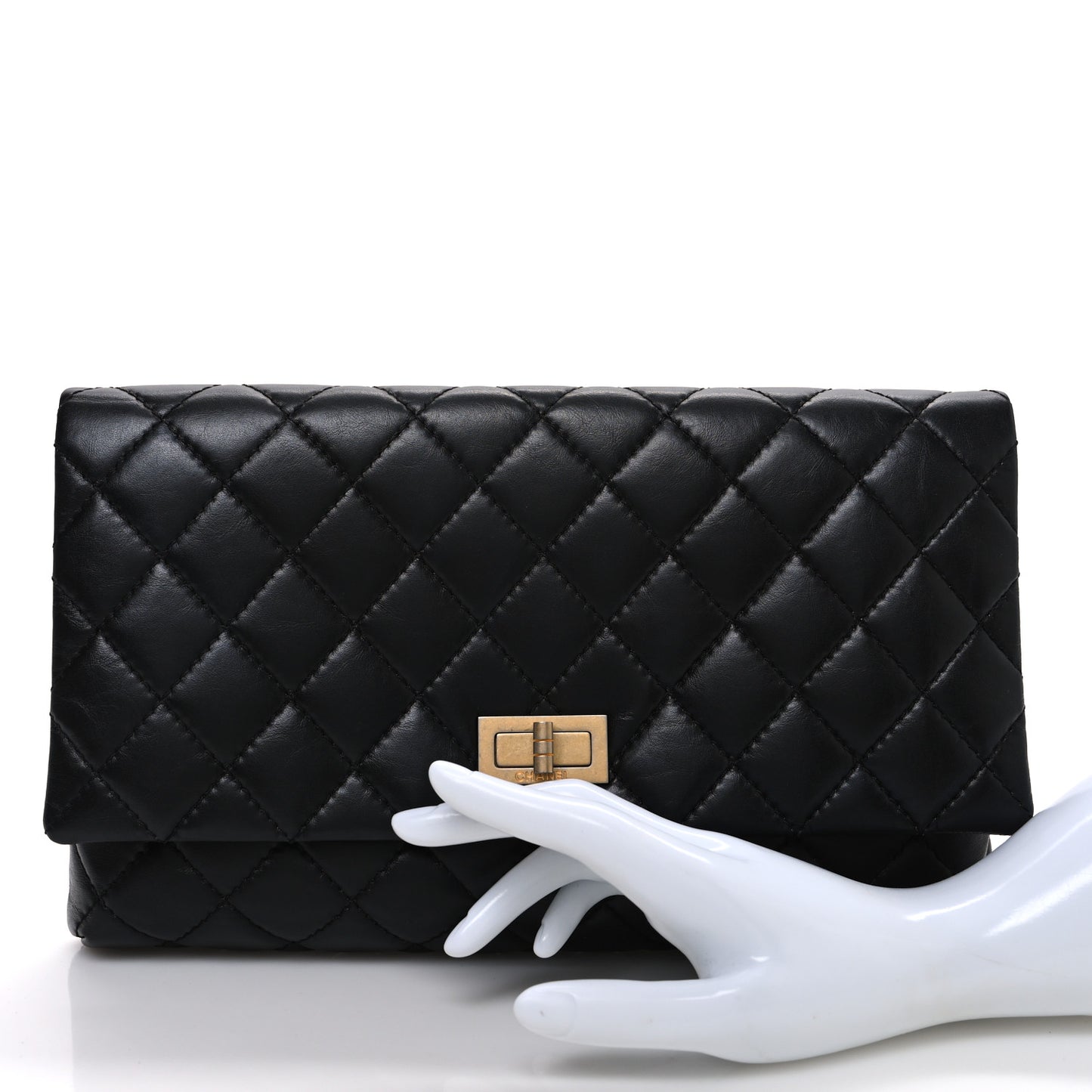 Aged Calfskin Quilted Reissue 2.55 Clutch Black