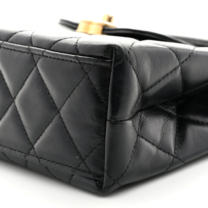 Chanel Shiny Aged Calfskin Quilted Nano Kelly Shopper Black 10 of 10