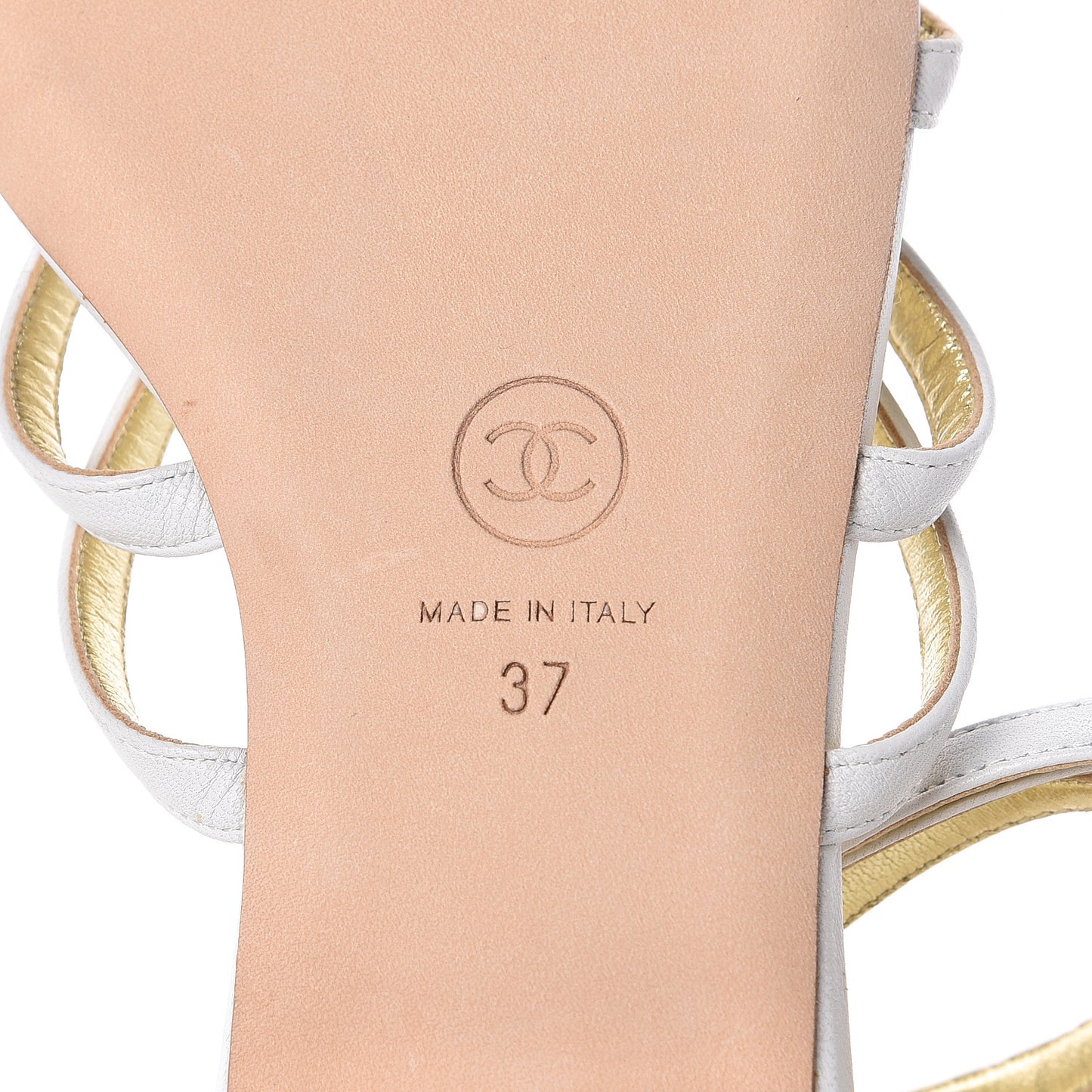 Lambskin Gripoix Flat Sandals 37 White