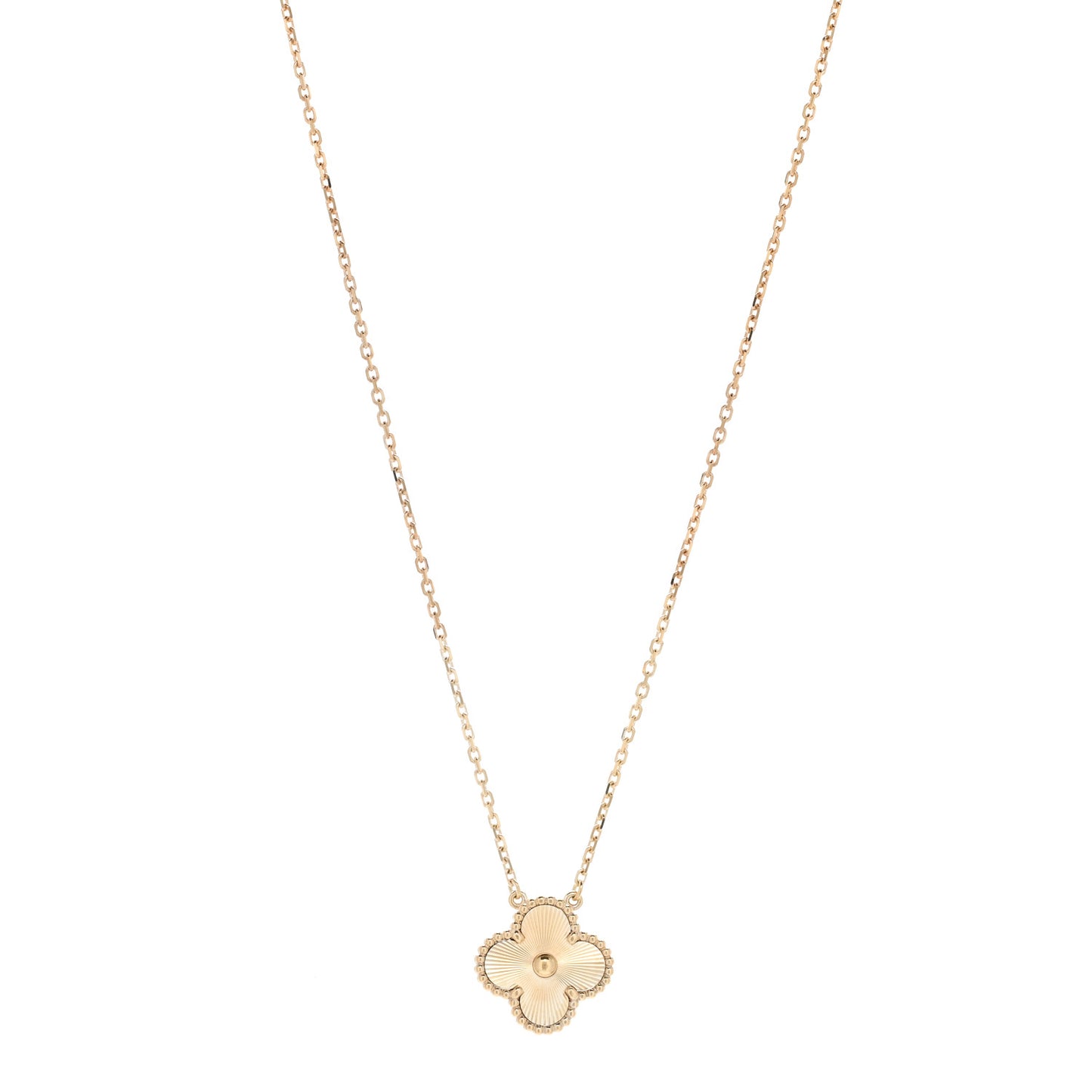 18K Yellow Gold Guilloche Vintage Alhambra Pendant Necklace