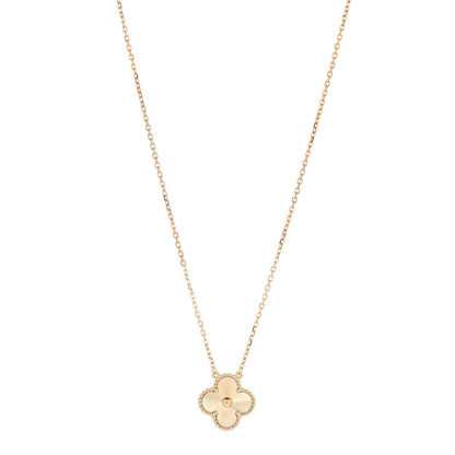 Van Cleef & Arpels 18K Yellow Gold Guilloche Vintage Alhambra Pendant Necklace 1 of 6