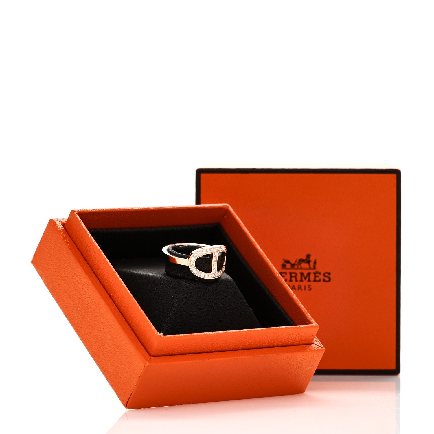 Hermes 18K Rose Gold Diamond MM Chaine d'Ancre Contour Ring 51 5.75 7 of 7
