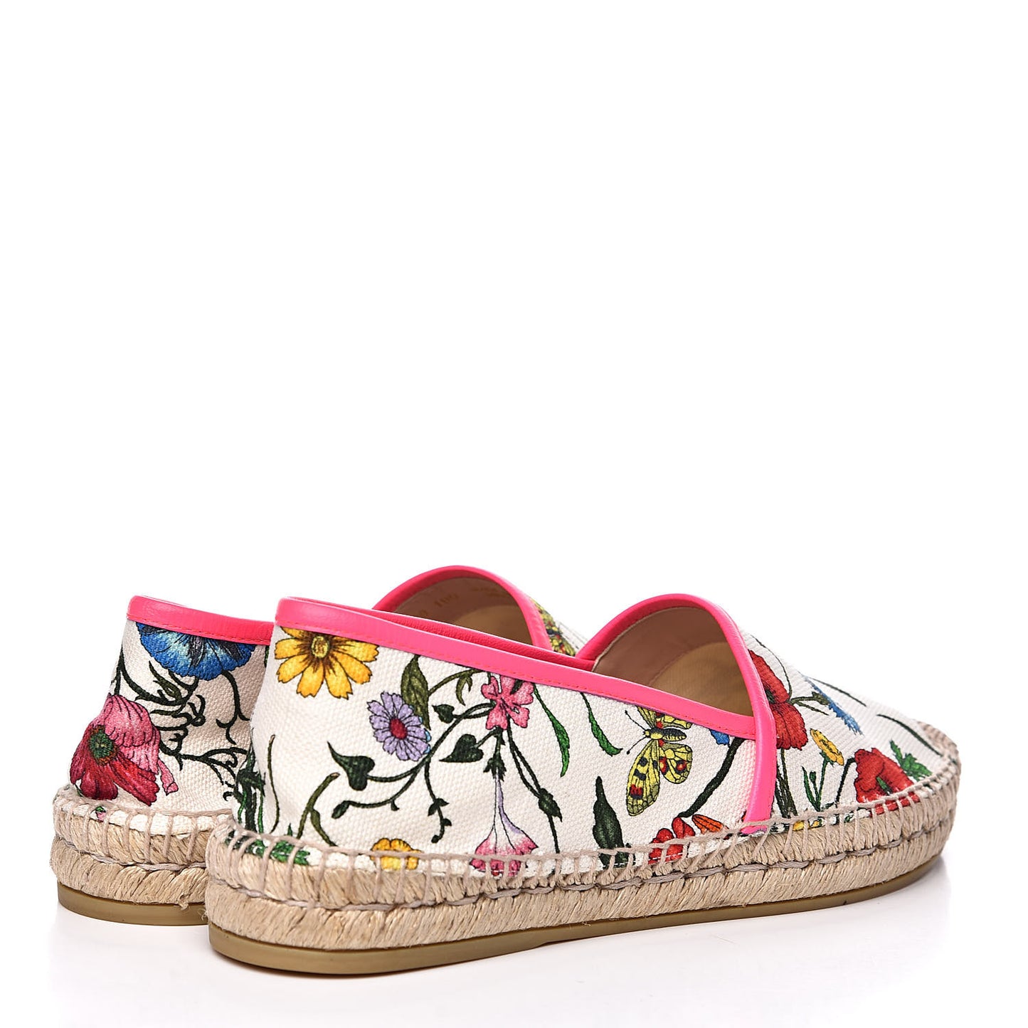 Canvas Flora Print Espadrilles 39 White Multicolor Fuxia