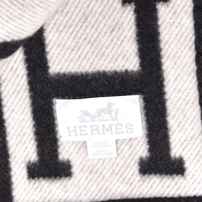Hermes Wool Cashmere Avalon Blanket Ecru Gris Fonce 3 of 3