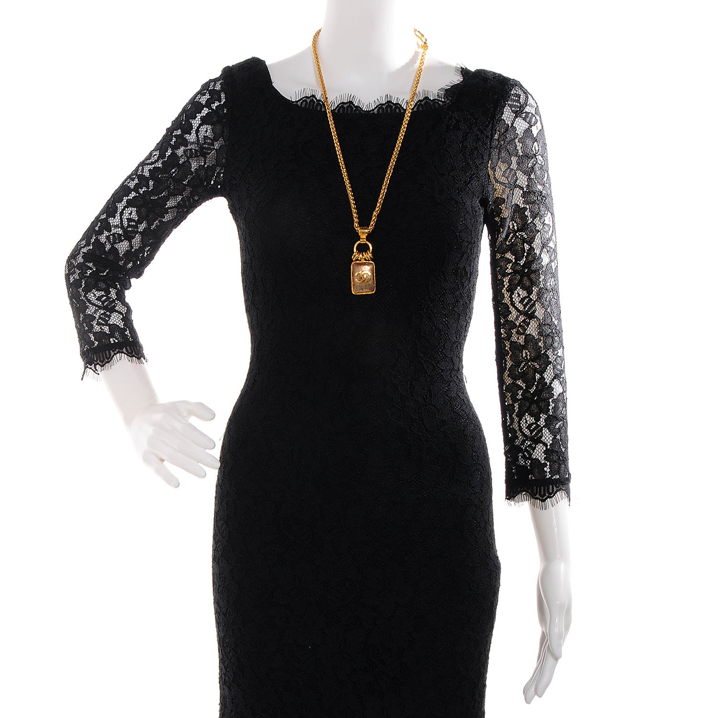 CC Pendant Long Necklace Gold