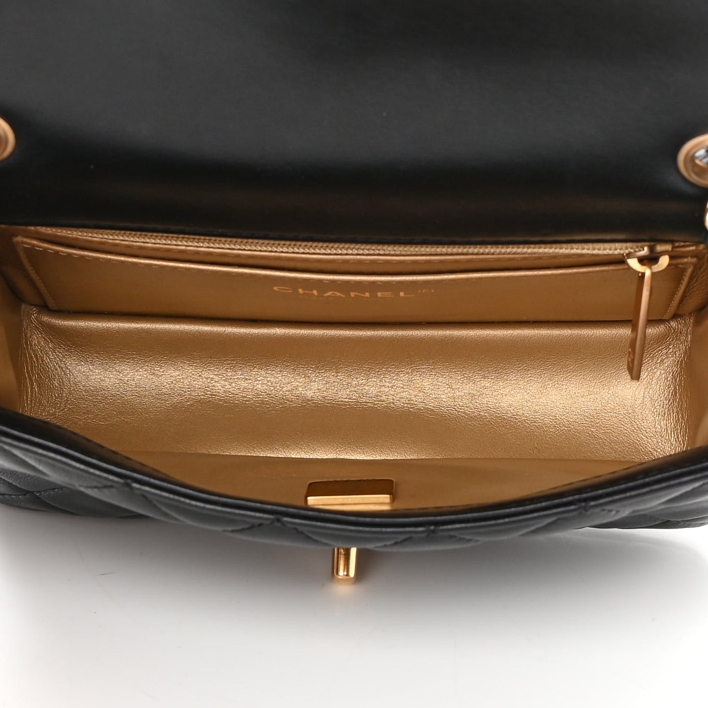 Lambskin Quilted Mini Rectangular Pearl Crush Flap Black