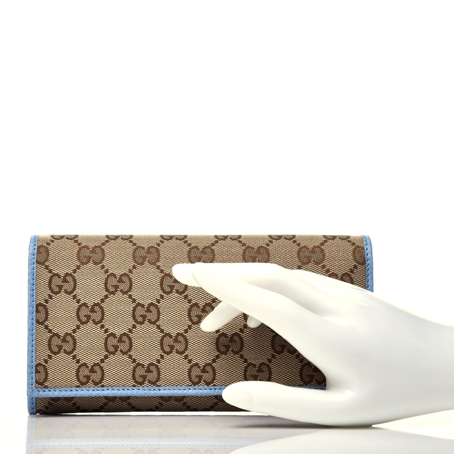 Monogram Dollar Calfskin Continental Flap Wallet Beige Ebony Mineral Blue
