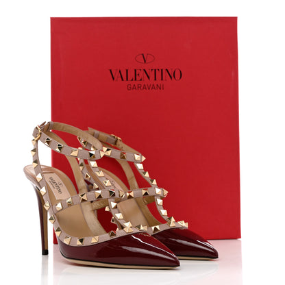 Valentino Garavani Patent Nappa Rockstud Ankle Strap 100mm Pumps 37 Rubin Poudre 8 of 8